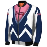 personalized atlanta braves v stripes navy white bomber jacket best selling