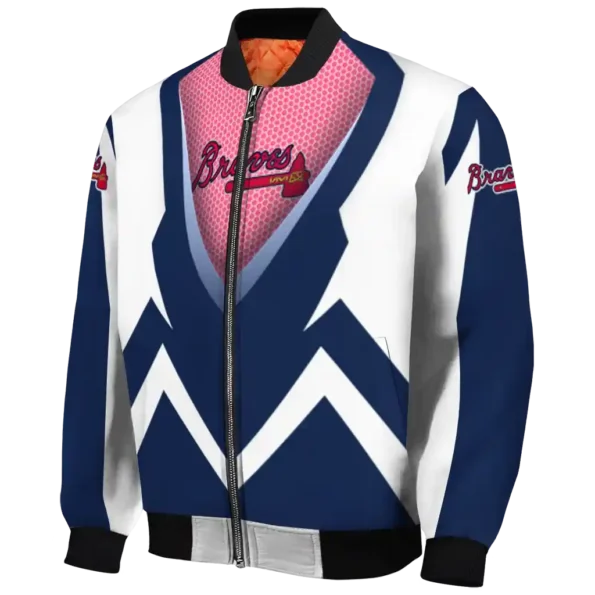 personalized atlanta braves v stripes navy white bomber jacket best selling