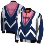 personalized atlanta braves v stripes navy white bomber jacket best selling