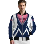 personalized atlanta braves v stripes navy white bomber jacket best selling