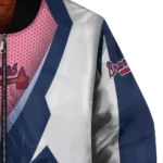 personalized atlanta braves v stripes navy white bomber jacket best selling