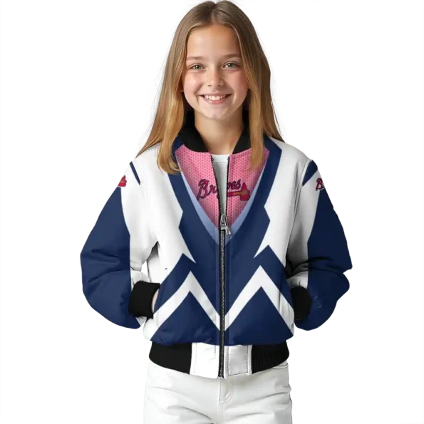 personalized atlanta braves v stripes navy white bomber jacket top rated