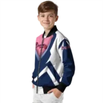 personalized atlanta braves v stripes navy white bomber jacket best selling
