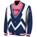 personalized atlanta braves v stripes navy white varsity jacket best selling