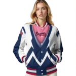 personalized atlanta braves v stripes navy white varsity jacket best selling