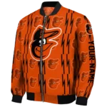 personalized baltimore orioles bolt stripe orange bomber jacket best selling