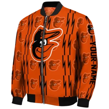 personalized baltimore orioles bolt stripe orange bomber jacket best selling