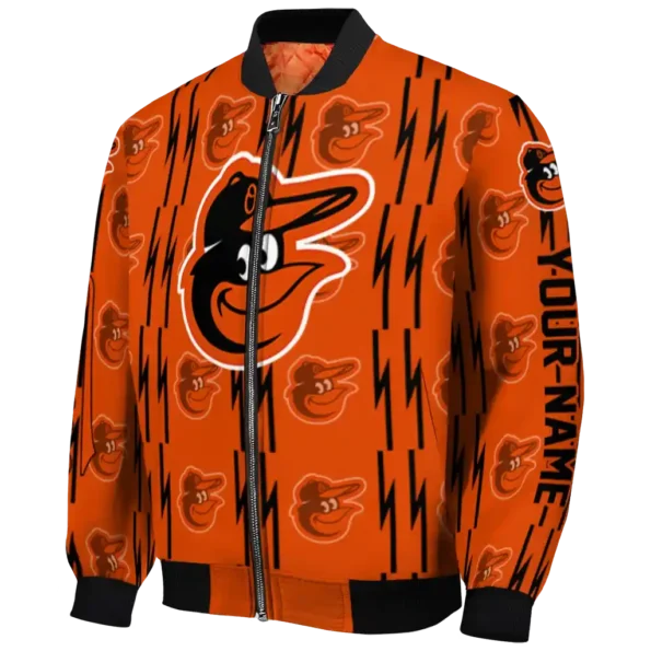 personalized baltimore orioles bolt stripe orange bomber jacket best selling