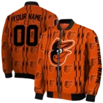 personalized baltimore orioles bolt stripe orange bomber jacket best selling