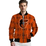 personalized baltimore orioles bolt stripe orange bomber jacket best selling