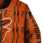 personalized baltimore orioles bolt stripe orange bomber jacket best selling