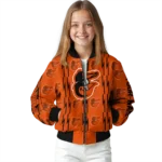 personalized baltimore orioles bolt stripe orange bomber jacket best selling
