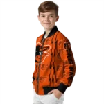 personalized baltimore orioles bolt stripe orange bomber jacket best selling