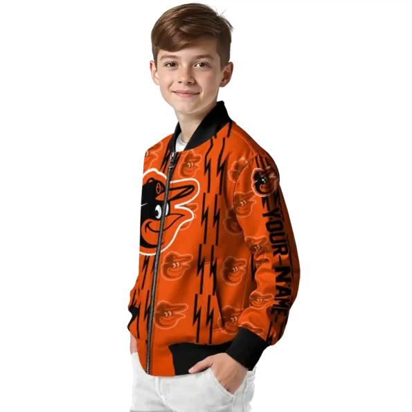 personalized baltimore orioles bolt stripe orange bomber jacket trendy