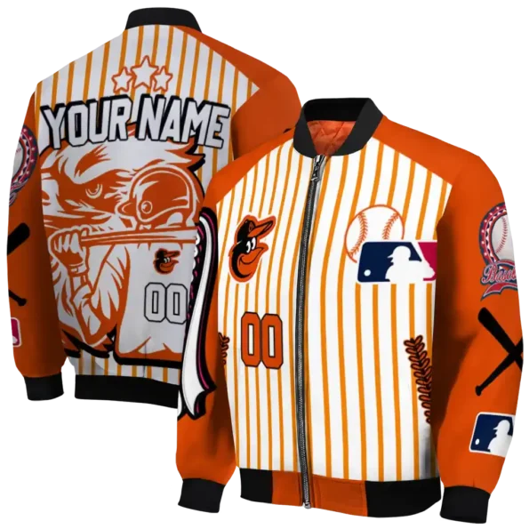 personalized baltimore orioles eagle baseball orange white bomber jacket fashion forward