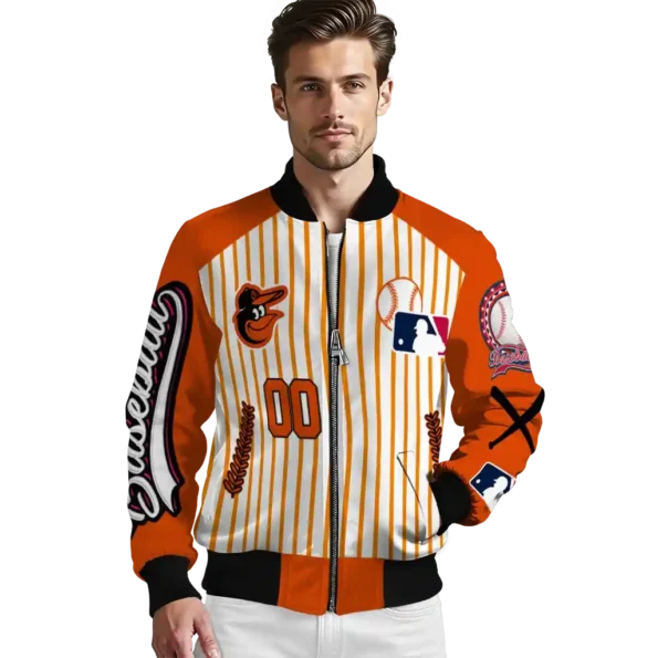 personalized baltimore orioles eagle baseball orange white bomber jacket high quality
