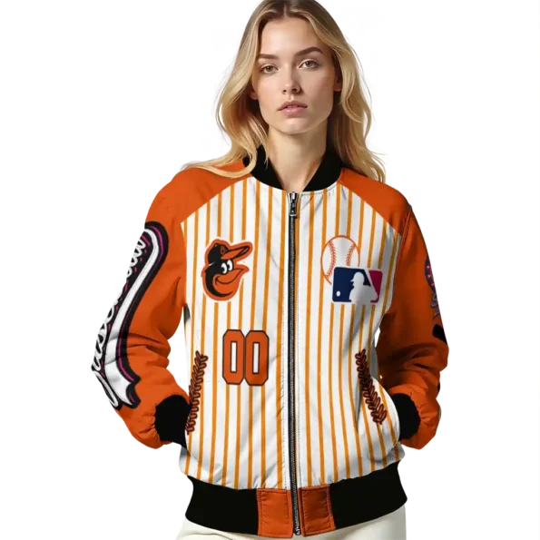 personalized baltimore orioles eagle baseball orange white bomber jacket latest model