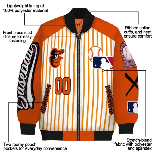 personalized baltimore orioles eagle baseball orange white bomber jacket new arrival