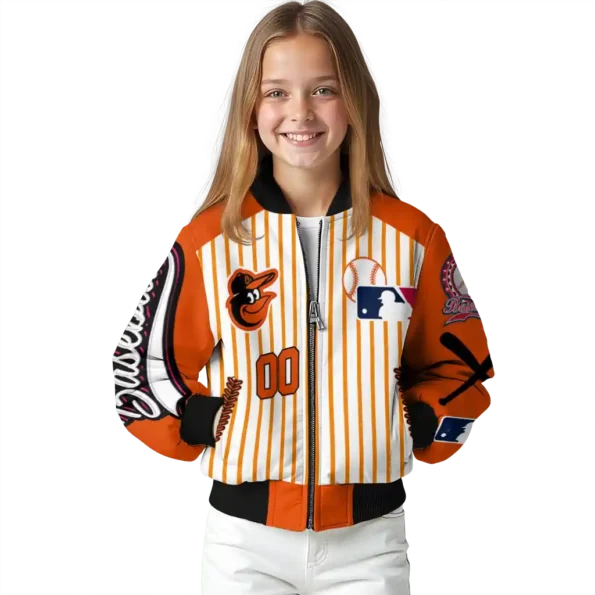 personalized baltimore orioles eagle baseball orange white bomber jacket top rated