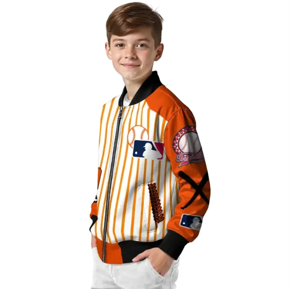 personalized baltimore orioles eagle baseball orange white bomber jacket trendy