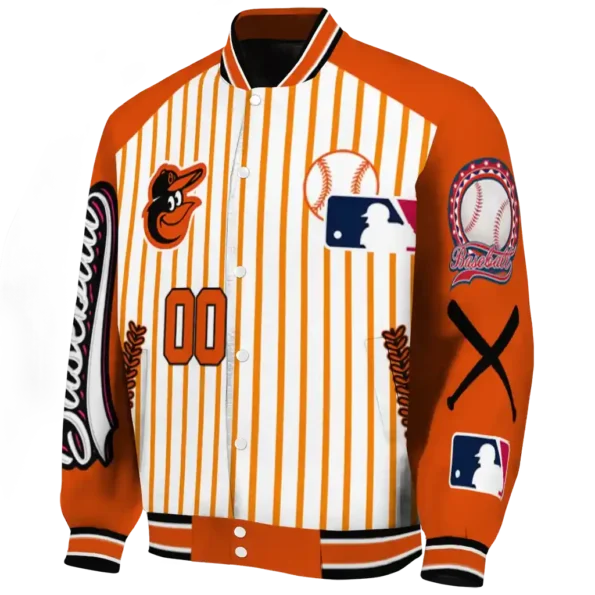 personalized baltimore orioles eagle baseball orange white varsity jacket best selling