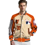 personalized baltimore orioles eagle baseball orange white varsity jacket best selling