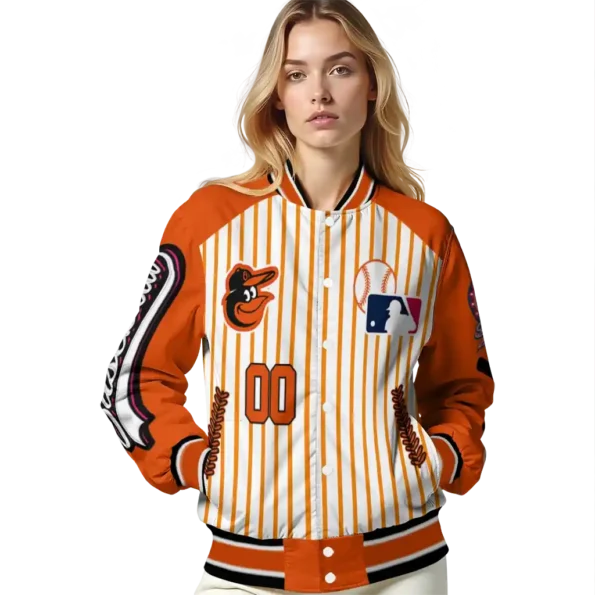 personalized baltimore orioles eagle baseball orange white varsity jacket latest model