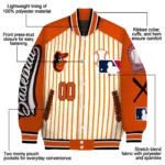 personalized baltimore orioles eagle baseball orange white varsity jacket best selling