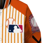 personalized baltimore orioles eagle baseball orange white varsity jacket best selling
