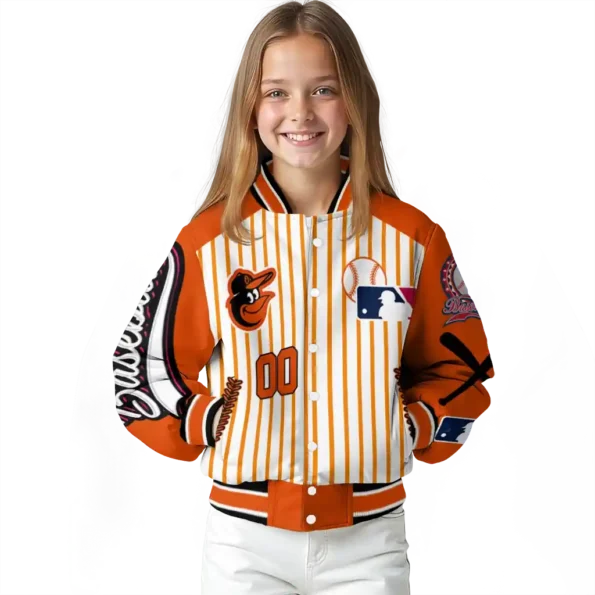 personalized baltimore orioles eagle baseball orange white varsity jacket top rated