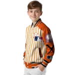 personalized baltimore orioles eagle baseball orange white varsity jacket best selling