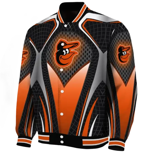 personalized baltimore orioles mesh chest black crocs black varsity jacket best selling