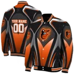 personalized baltimore orioles mesh chest black crocs black varsity jacket best selling