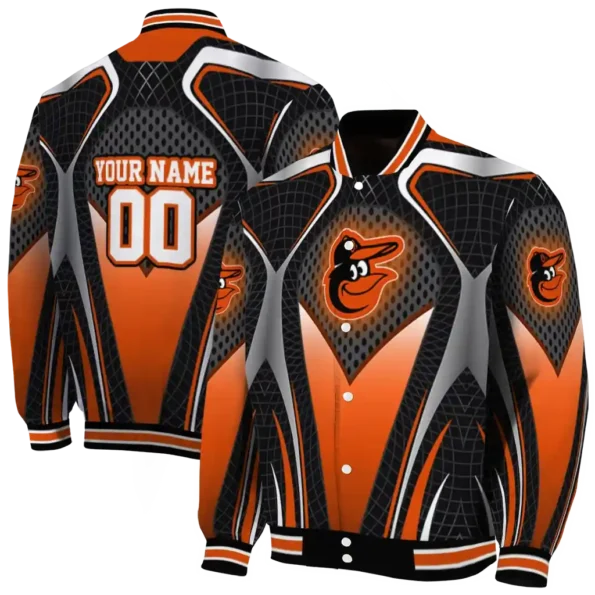 personalized baltimore orioles mesh chest black crocs black varsity jacket fashion forward