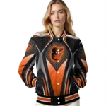 personalized baltimore orioles mesh chest black crocs black varsity jacket best selling