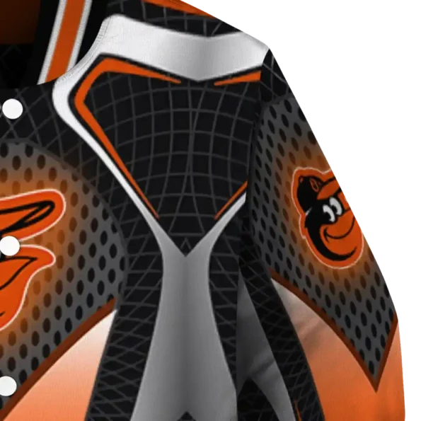 personalized baltimore orioles mesh chest black crocs black varsity jacket premium grade