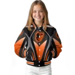 personalized baltimore orioles mesh chest black crocs black varsity jacket best selling