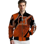 personalized baltimore orioles star burst orange bomber jacket best selling