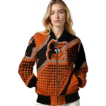 personalized baltimore orioles star burst orange bomber jacket best selling