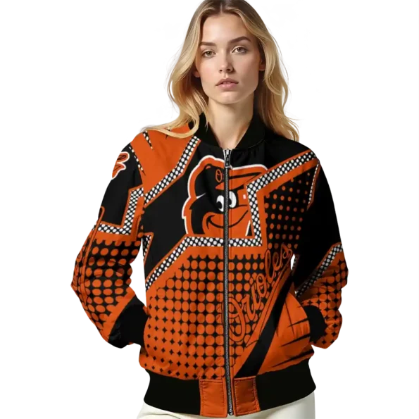 personalized baltimore orioles star burst orange bomber jacket latest model