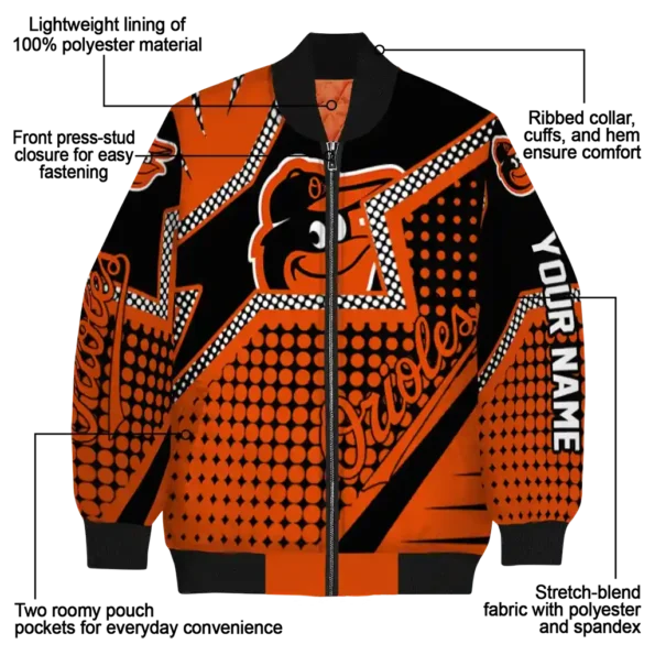 personalized baltimore orioles star burst orange bomber jacket new arrival