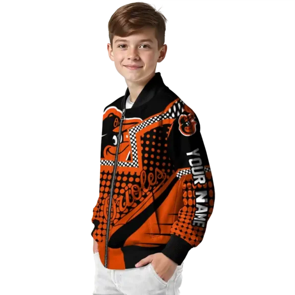 personalized baltimore orioles star burst orange bomber jacket trendy
