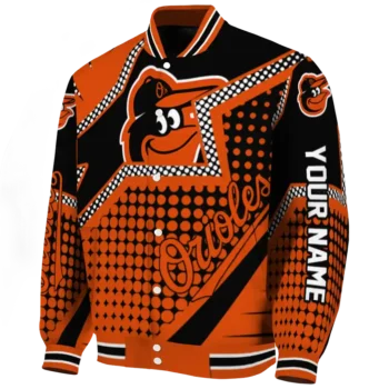 personalized baltimore orioles star burst orange varsity jacket best selling