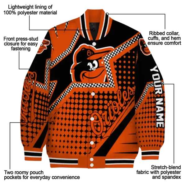 personalized baltimore orioles star burst orange varsity jacket new arrival