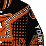 personalized baltimore orioles star burst orange varsity jacket best selling