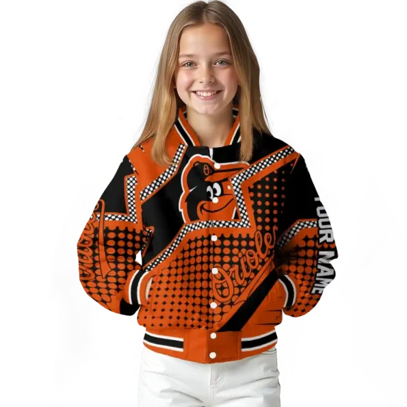 personalized baltimore orioles star burst orange varsity jacket top rated