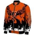 personalized baltimore orioles winged blaze orange white bomber jacket best selling