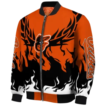 personalized baltimore orioles winged blaze orange white bomber jacket best selling