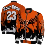 personalized baltimore orioles winged blaze orange white bomber jacket best selling
