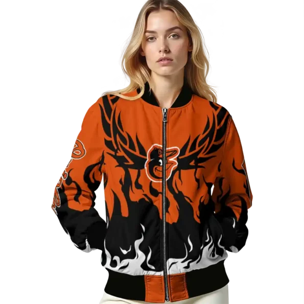 personalized baltimore orioles winged blaze orange white bomber jacket latest model